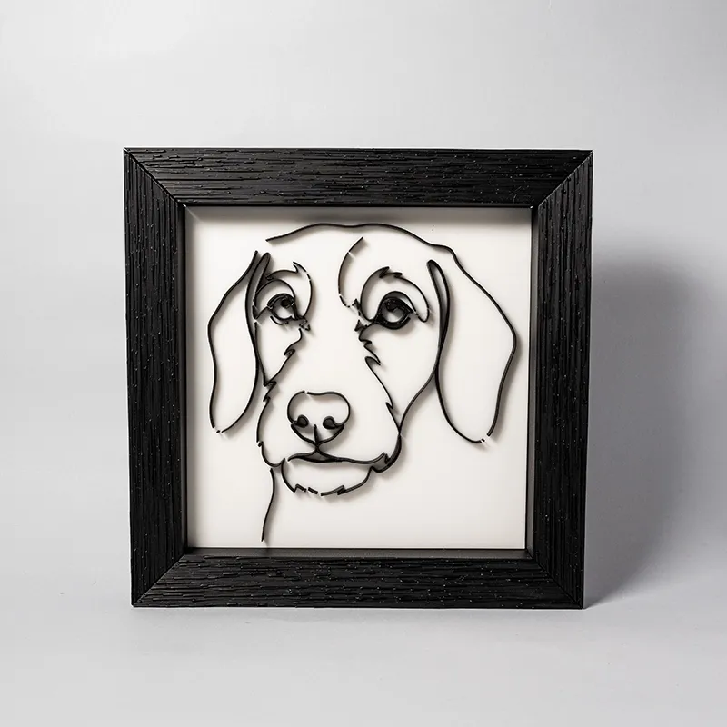 Cuadro Teckel 3D — Line Art de Perro Salchicha