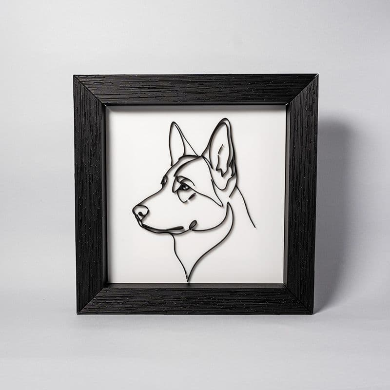 Cuadro 3D de Pastor Alemán en Line Art